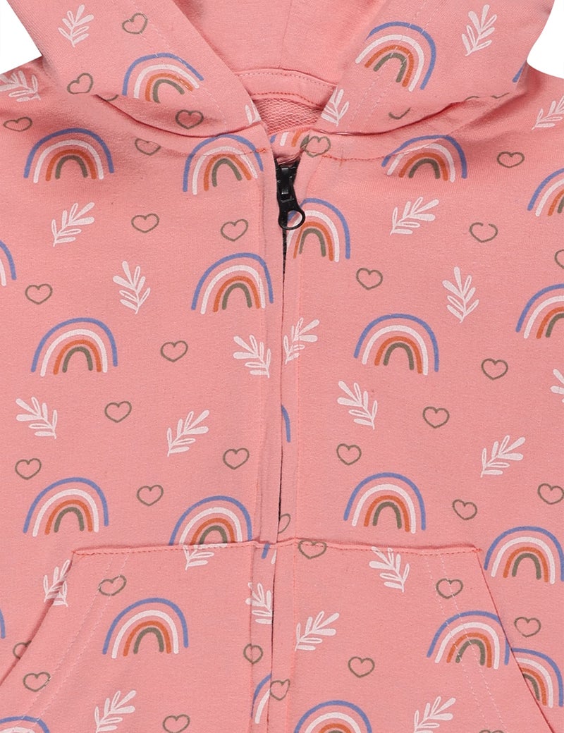 The Mom Store Winter Zipper Jackets for Kids | Cute Regular Sweatshirt and Cool Hoodies for Boys and Girls | Cotton Blushed Fleece | Hoodie Cap | Rainbow Land | 6-7Y - Image 3