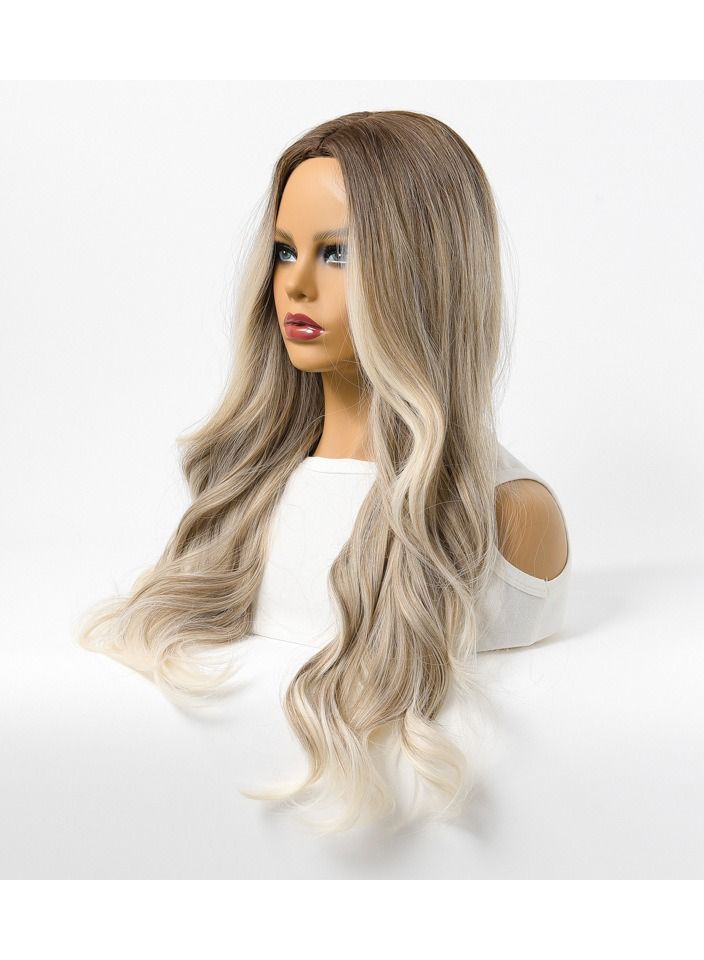 إستيل استيل شعر مستعار نسائي طويل مجعد شعر كبير مموج متوسط ​​طويل كامل غطاء الرأس تسليط الضوء على رمادي - Image 2