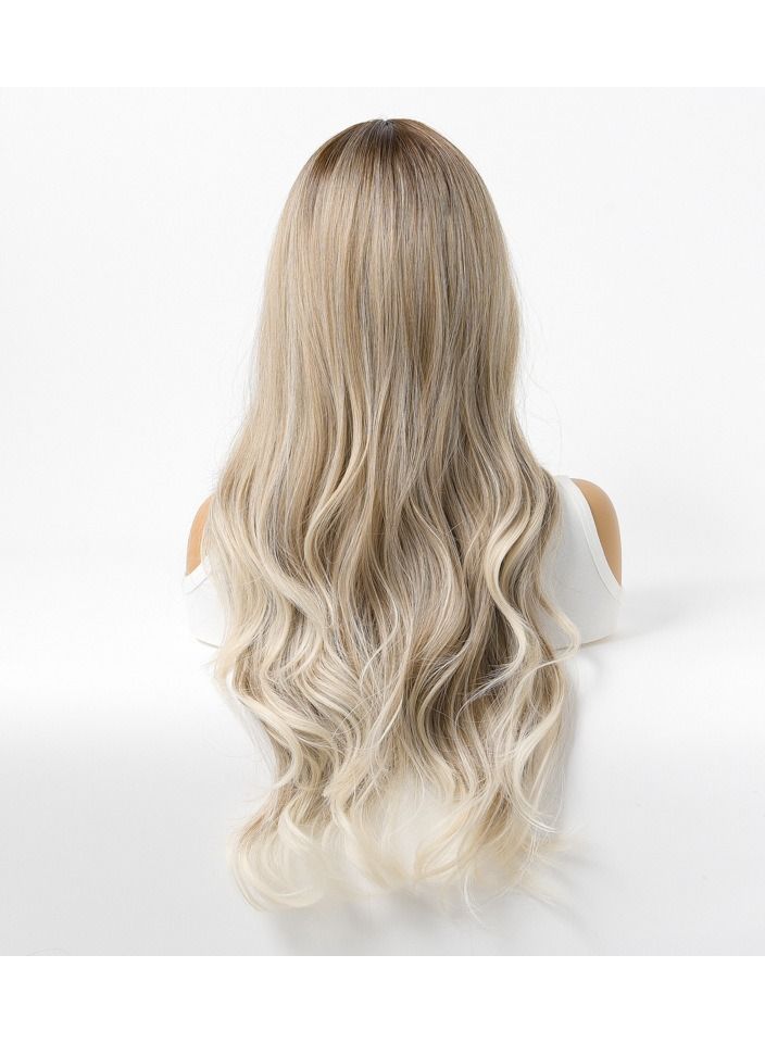 إستيل استيل شعر مستعار نسائي طويل مجعد شعر كبير مموج متوسط ​​طويل كامل غطاء الرأس تسليط الضوء على رمادي - Image 4