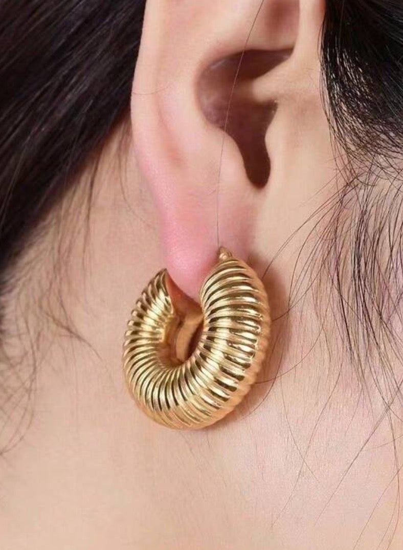 Equal Elegant Stainless Steel Gold Plated Hoop Earrings For Women - Image 1