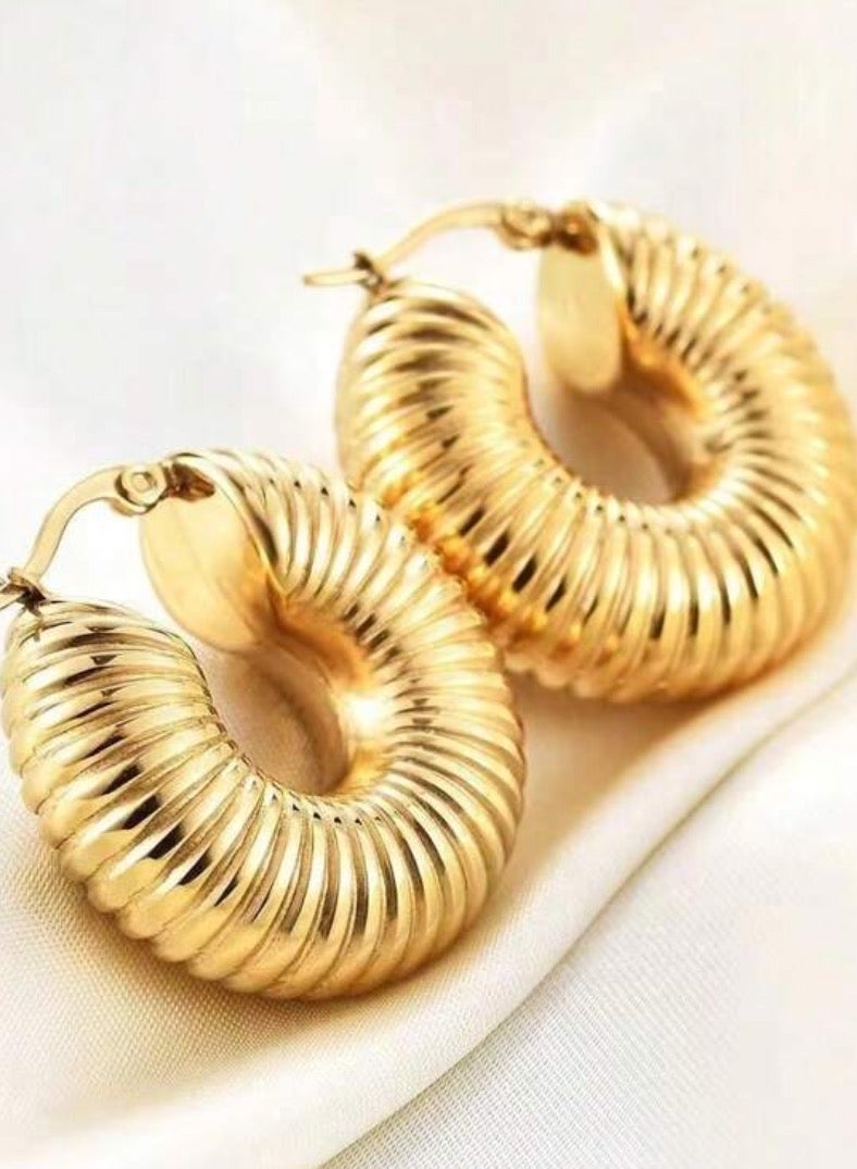 Equal Elegant Stainless Steel Gold Plated Hoop Earrings For Women - Image 2