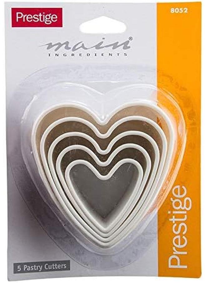 Prestige Heart Shape Pastry Cutter Set 5 Piece Pr8052 White Plastic  - Image 3