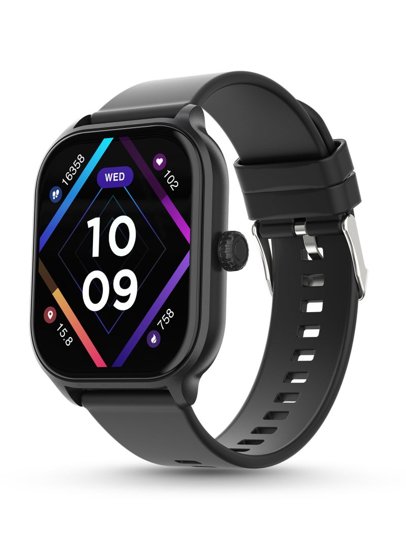 Pebble Neo Smart Watch for Men and Women , 1.99" True HD Display, Bluetooth Calling, SpO2 & Heart Rate Monitoring, Rotating Crown, Multiple Sports Modes, Sleep Monitoring, DIY Watch Faces, Jet Black  - Image 1