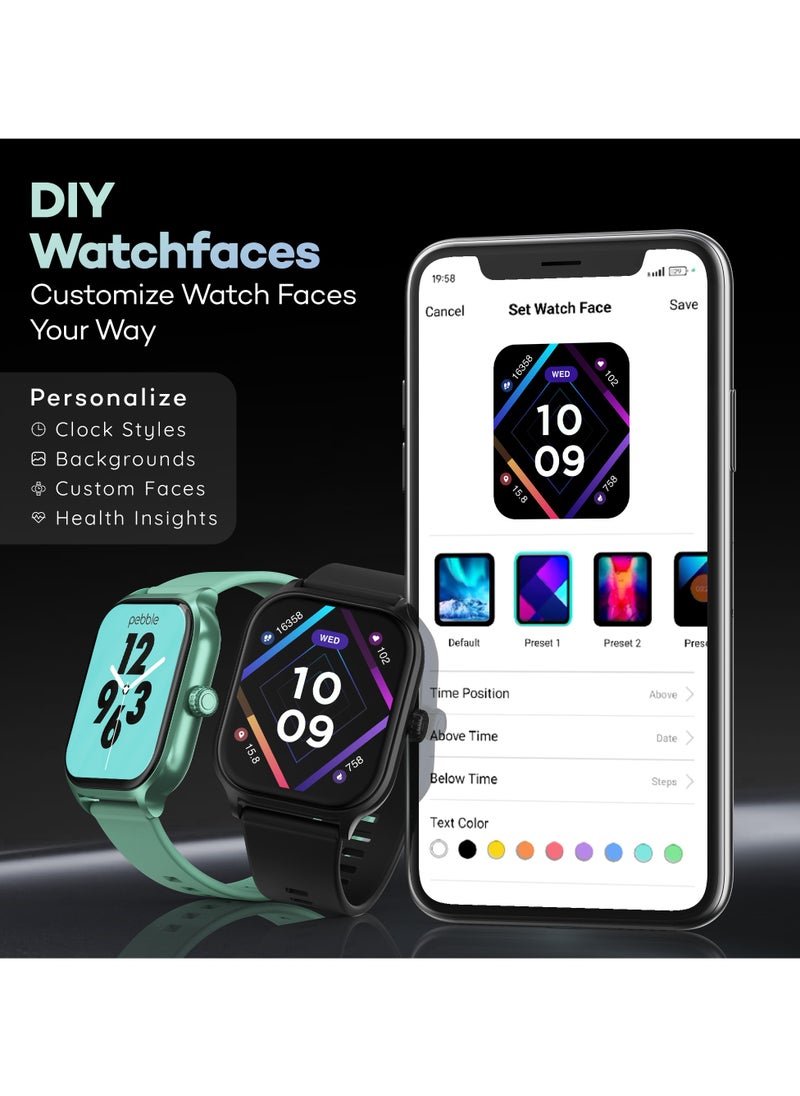 Pebble - Neo Smart Watch for Men and Women , 1.99" True HD Display, Bluetooth Calling, SpO2 & Heart Rate Monitoring, Rotating Crown, Multiple Sports Modes, Sleep Monitoring, DIY Watch Faces, Jet Black - Image 1