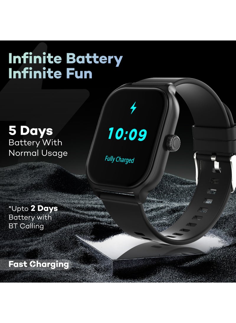 Pebble - Neo Smart Watch for Men and Women , 1.99" True HD Display, Bluetooth Calling, SpO2 & Heart Rate Monitoring, Rotating Crown, Multiple Sports Modes, Sleep Monitoring, DIY Watch Faces, Jet Black - Image 1