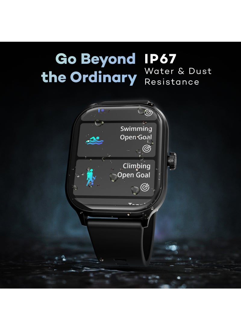 Pebble - Neo Smart Watch for Men and Women , 1.99" True HD Display, Bluetooth Calling, SpO2 & Heart Rate Monitoring, Rotating Crown, Multiple Sports Modes, Sleep Monitoring, DIY Watch Faces, Jet Black - Image 1
