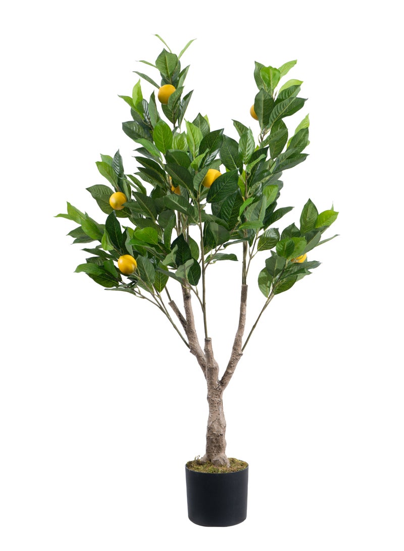 Marcolo Artificial Lemon Tree in Black Pot, Faux Citrus Plant with Yellow Fruit, Indoor Decorative Greenery - Image 1