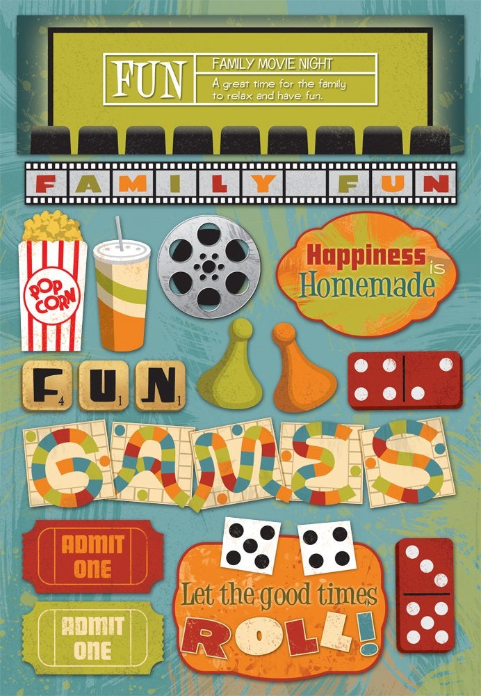 Karen Foster Design Karen Foster 10986 Design Acid and Lignin Free Scrapbooking Sticker Sheet, Family Fun Night - Image 5