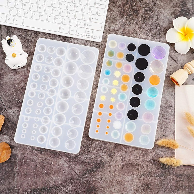 DDlife 2 Pcs Cabochon Gem Silicone Mold, Clear Round Silicone Mold for Making Earrings Jewelry Making Crafting Projects(Large) - Image 4