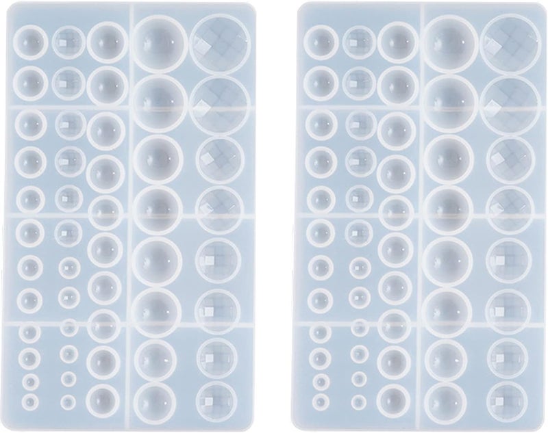 DDlife 2 Pcs Cabochon Gem Silicone Mold, Clear Round Silicone Mold for Making Earrings Jewelry Making Crafting Projects(Large) - Image 1