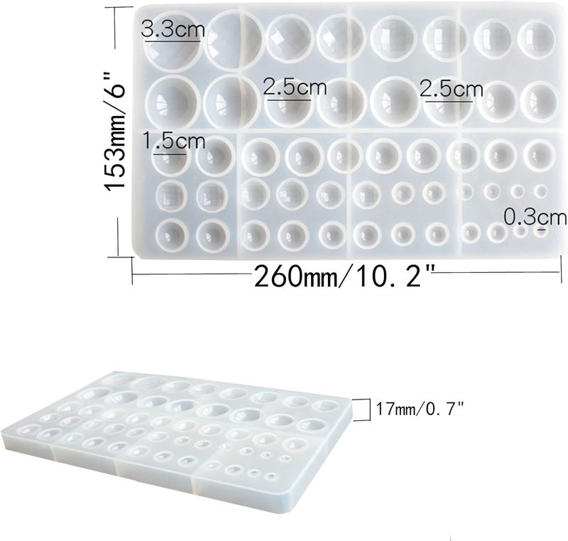 DDlife 2 Pcs Cabochon Gem Silicone Mold, Clear Round Silicone Mold for Making Earrings Jewelry Making Crafting Projects(Large) - Image 2