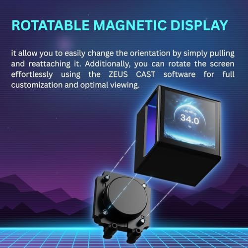 GAMDIAS 360mm AIO Liquid Cooler, 360mm Water Cooling CPU Cooler with 3.4'' LCD, Rotatable Pump, Clean Daisy-Chain Cable Management, 3x120mm PWM Fan, Intel LGA 20XX/18XX/1700, AMD AM5/AM4 CHIONE P5-360 - Image 4