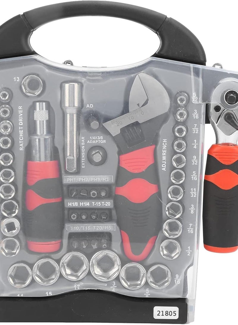 GGOOT 45Pcs Socket Wrench Set Multipurpose Ratchet Screwdriver Bit Tool Manual Hardware  - Image 2