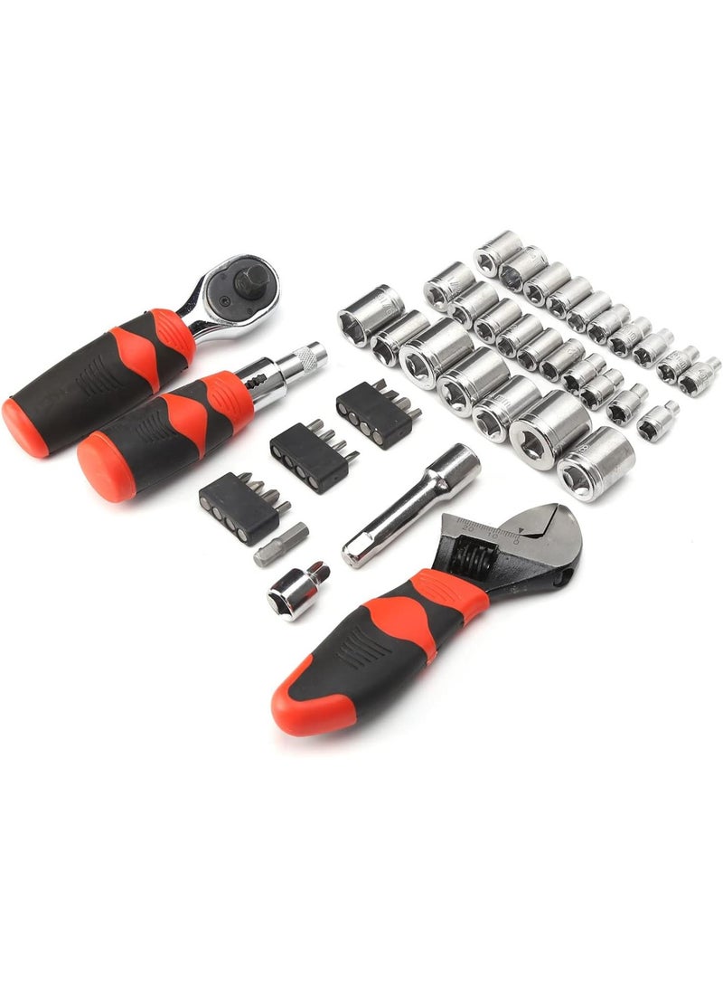 GGOOT 45Pcs Socket Wrench Set Multipurpose Ratchet Screwdriver Bit Tool Manual Hardware  - Image 3