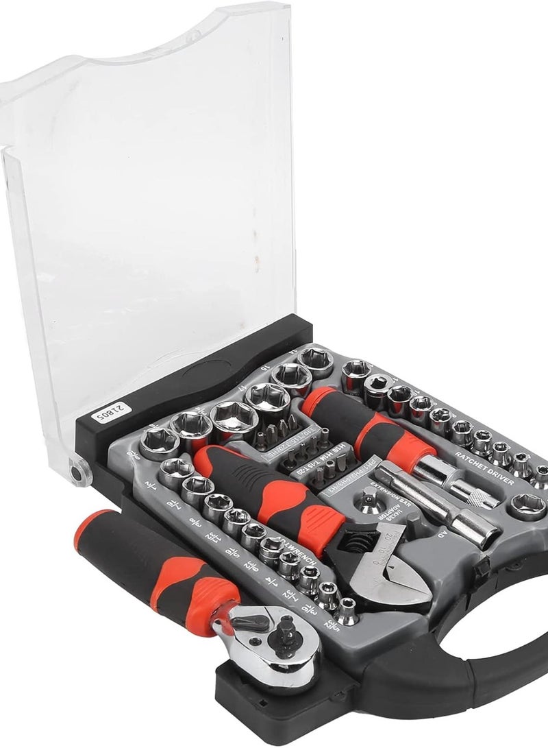 GGOOT 45Pcs Socket Wrench Set Multipurpose Ratchet Screwdriver Bit Tool Manual Hardware  - Image 4