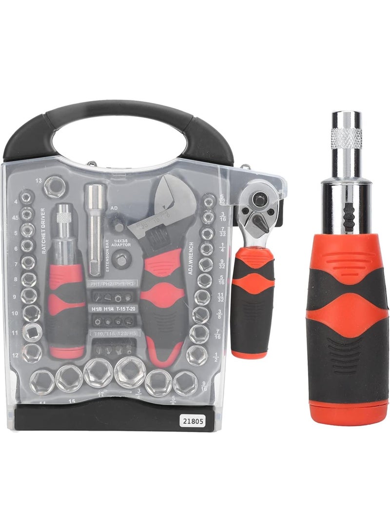 GGOOT 45Pcs Socket Wrench Set Multipurpose Ratchet Screwdriver Bit Tool Manual Hardware  - Image 5