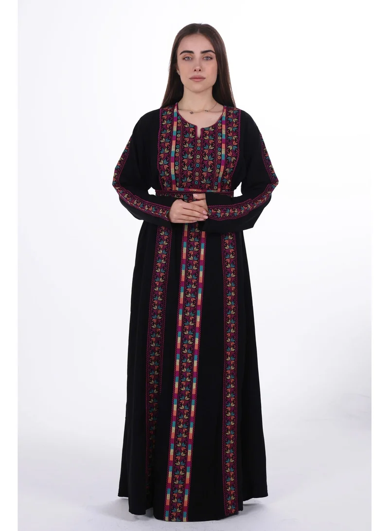 AL BENT AL SHARQIEH Black With purple Embroidery women embroidered jalabiya dress for Women | Best Price UAE