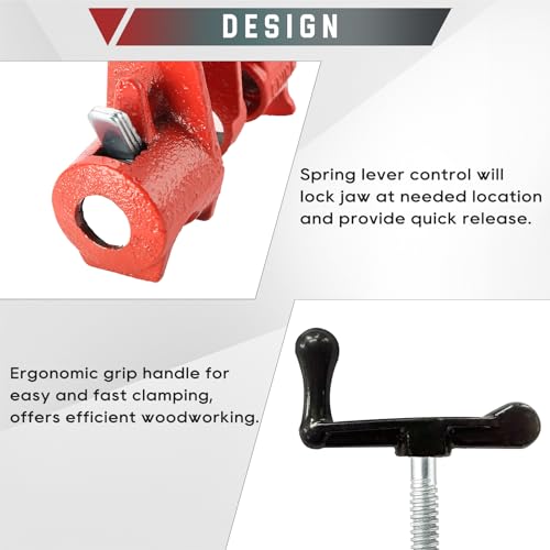ATPEAM 1/2'' Wood Gluing Pipe Clamp Set 4 Pack Heavy Duty Cast Iron Quick Release Pipe Clamps for Woodworking (4, 1/2") - Image 4