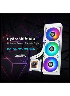 LIAN LI HydroShift LCD 360R AIO Liquid CPU Cooler, 360mm Radiator, 2.88" IPS Display, 3800 RPM Pump Speed, 2400 RPM Fan Speed, 79.9 CFM Airflow, FBD Bearing Type  - Image 3