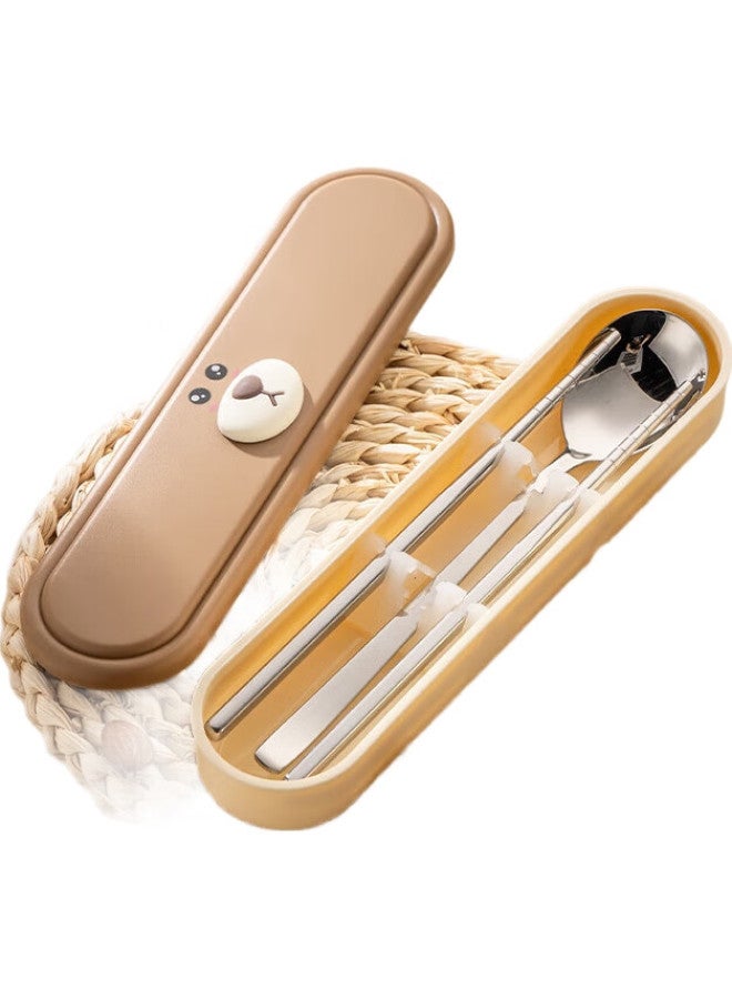GRASEY Cartoon Portable Cutlery Set 304 Stainless Steel Spoon And Chopsticks Three-Piece Set Student Take-Out Gy1340 - Image 3