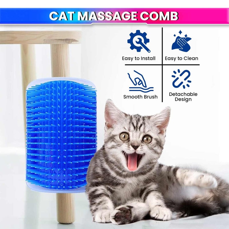 amiciCare Cat Massage Brush - Corner-Mounted Self Grooming Comb with Catnip, Perfect for Relaxation and Shedding Control - Image 2
