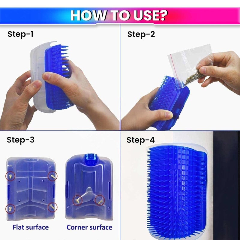 amiciCare Cat Massage Brush - Corner-Mounted Self Grooming Comb with Catnip, Perfect for Relaxation and Shedding Control - Image 4