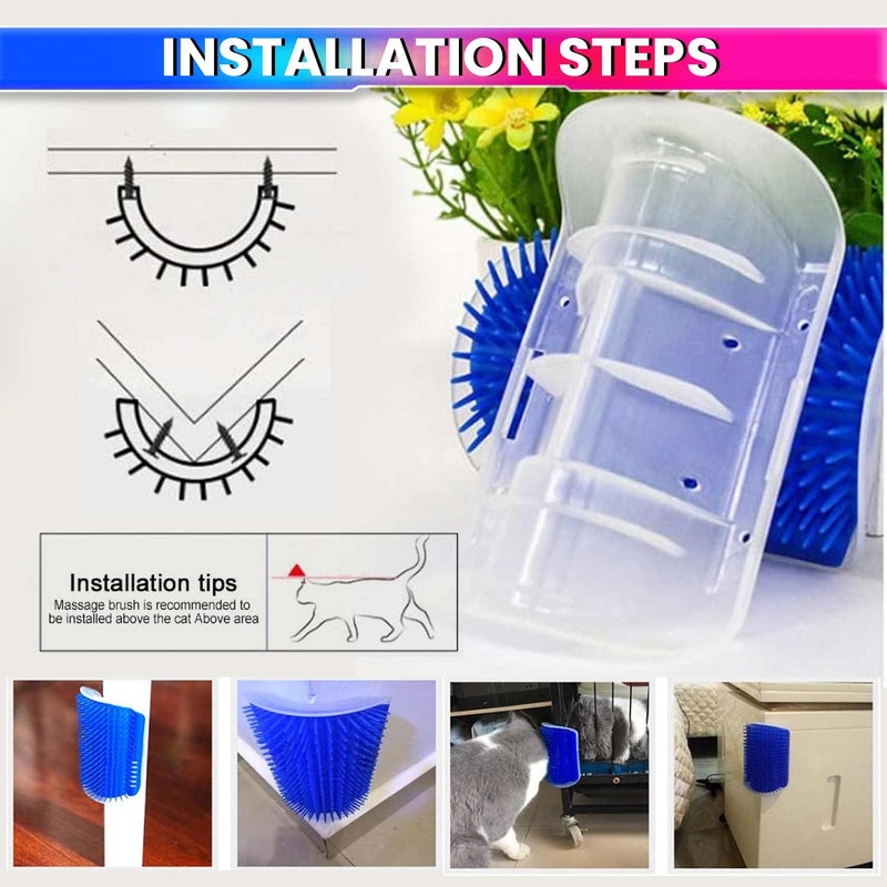 amiciCare Cat Massage Brush - Corner-Mounted Self Grooming Comb with Catnip, Perfect for Relaxation and Shedding Control - Image 3