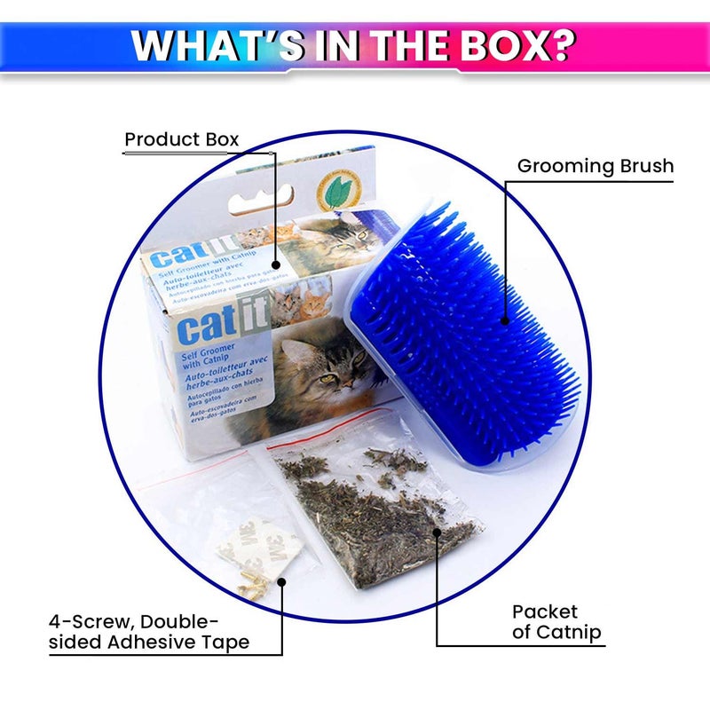 amiciCare Cat Massage Brush - Corner-Mounted Self Grooming Comb with Catnip, Perfect for Relaxation and Shedding Control - Image 5