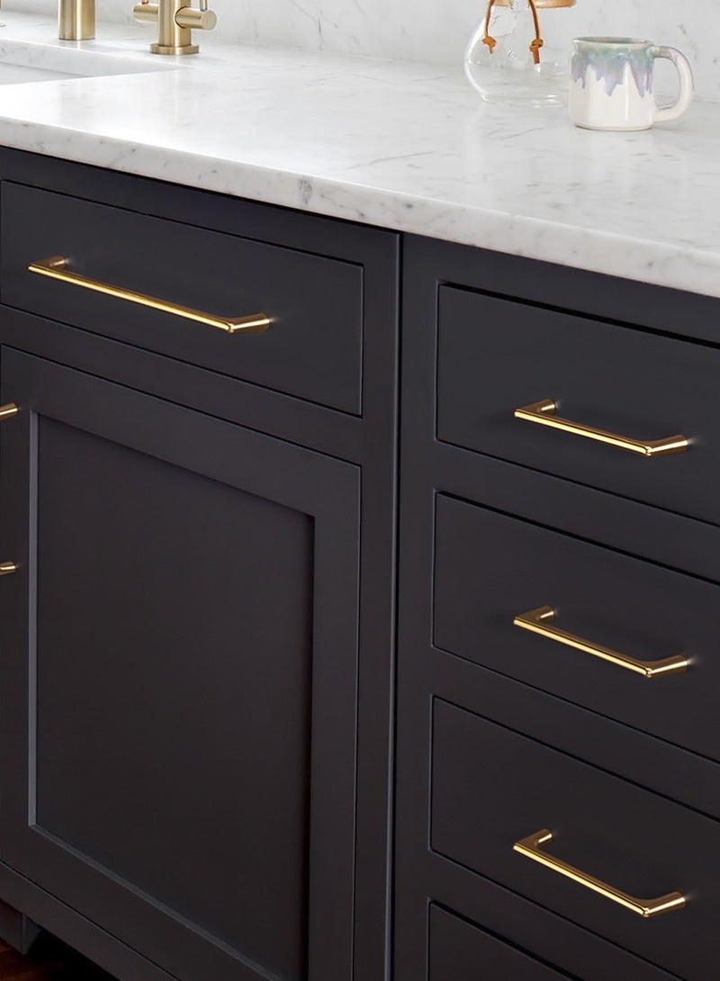 Goo-Ki مقابض خزائن ذهبية كبيرة 6 قطع - مقابض سحب ثقيلة من سبيكة الزنك لخزائن المطبخ، تصميم حديث وبسيط مع تركيب سهل - Image 3