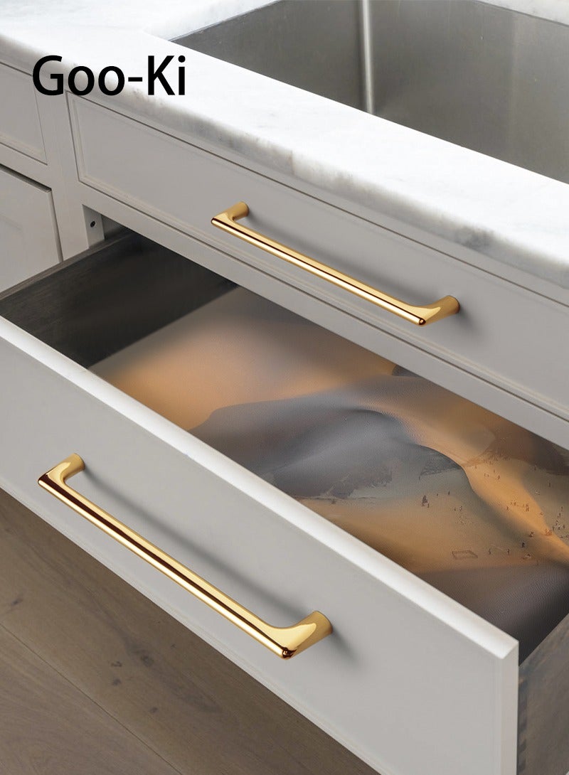 Goo-Ki مقابض خزائن ذهبية كبيرة 6 قطع - مقابض سحب ثقيلة من سبيكة الزنك لخزائن المطبخ، تصميم حديث وبسيط مع تركيب سهل - Image 1
