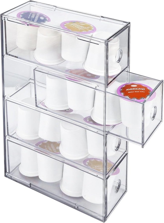 NOKI Acrylic Coffee Pod Holder - Clear K Cup Organizer with 4 Drawers, Coffee Pod Organizer for Espresso, Vertuo, and K Pods, Coffee Capsule Holder for Coffee Bar Station Counter - Image 1