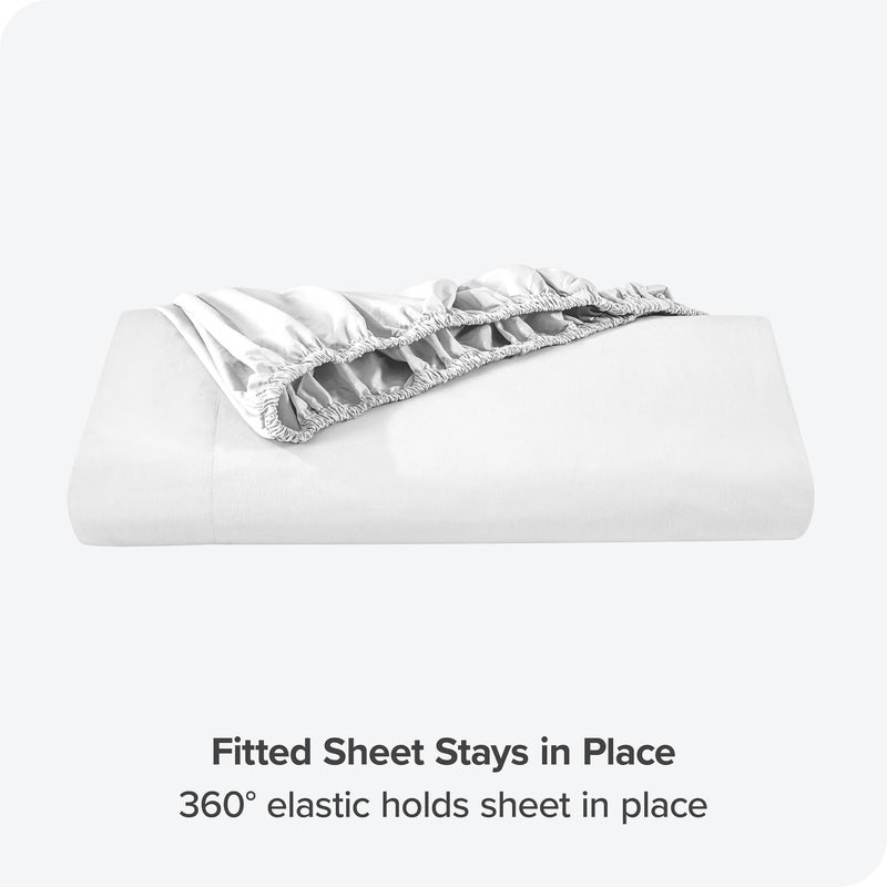 Bare Home Bare Home 100% Organic Cotton Twin Fitted Bottom Sheet - Crisp Percale Weave - Lightweight & Breathable - Deep Pocket Fitted Sheet (Twin  White)  - Image 5