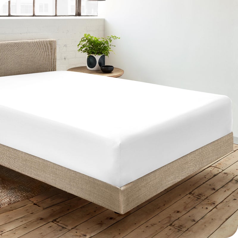 Bare Home Bare Home 100% Organic Cotton Twin Fitted Bottom Sheet - Crisp Percale Weave - Lightweight & Breathable - Deep Pocket Fitted Sheet (Twin  White)  - Image 2