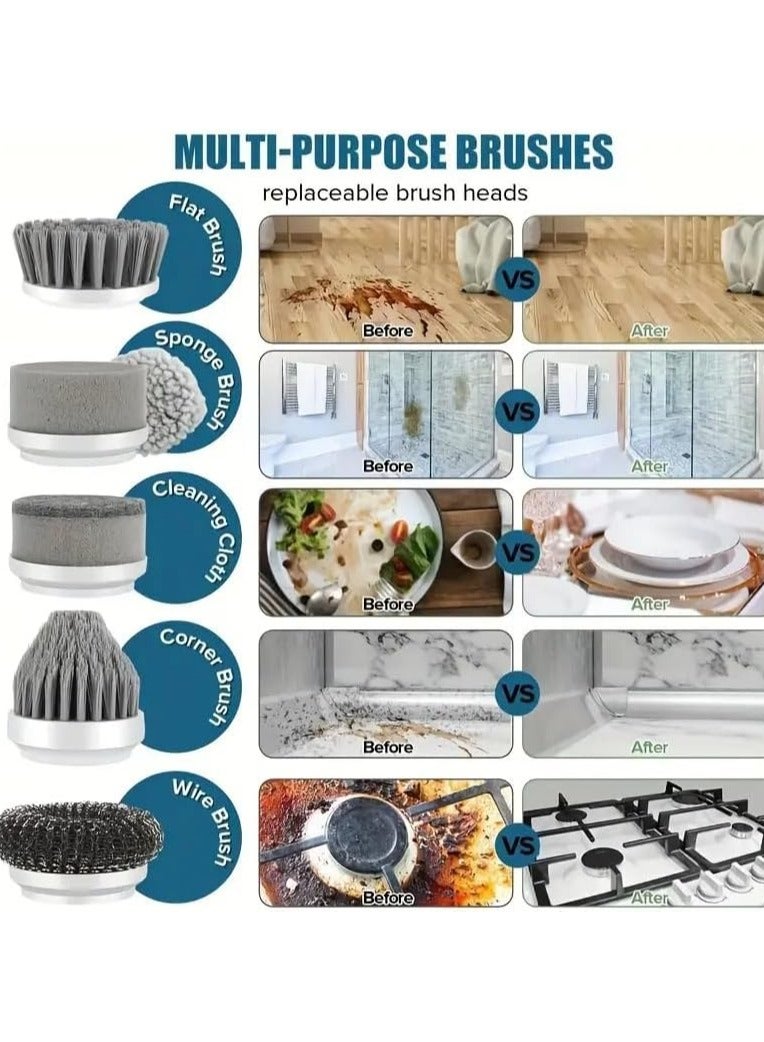 general Electric Rotating Brush—Shower Brush, Bathroom Electric Brush, for cleaning bathtubs, floors, tiles, windows, sinks, and kitchen surfaces, equipped with 6 electric cleaning brush heads. - Image 4