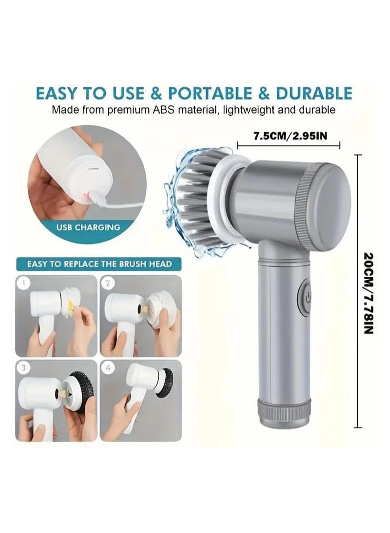 general Electric Rotating Brush—Shower Brush, Bathroom Electric Brush, for cleaning bathtubs, floors, tiles, windows, sinks, and kitchen surfaces, equipped with 6 electric cleaning brush heads. - Image 2