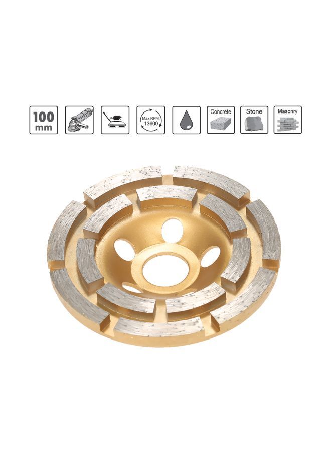 NIBEMINENT Diamond 2 Row Segment Grinding Wheel Gold/Silver 4inch  - Image 1