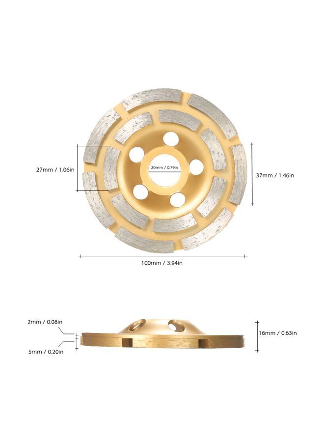 NIBEMINENT Diamond 2 Row Segment Grinding Wheel Gold/Silver 4inch  - Image 5