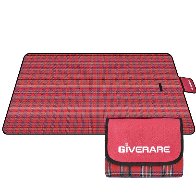 GIVERARE Picnic Beach Blanket 99x60in XL Sandfree Waterproof Outdoor Camping Blankets Quick Drying Family Mat Portable Extra Large Mats for Travel Hiking Music Festival LawnRed