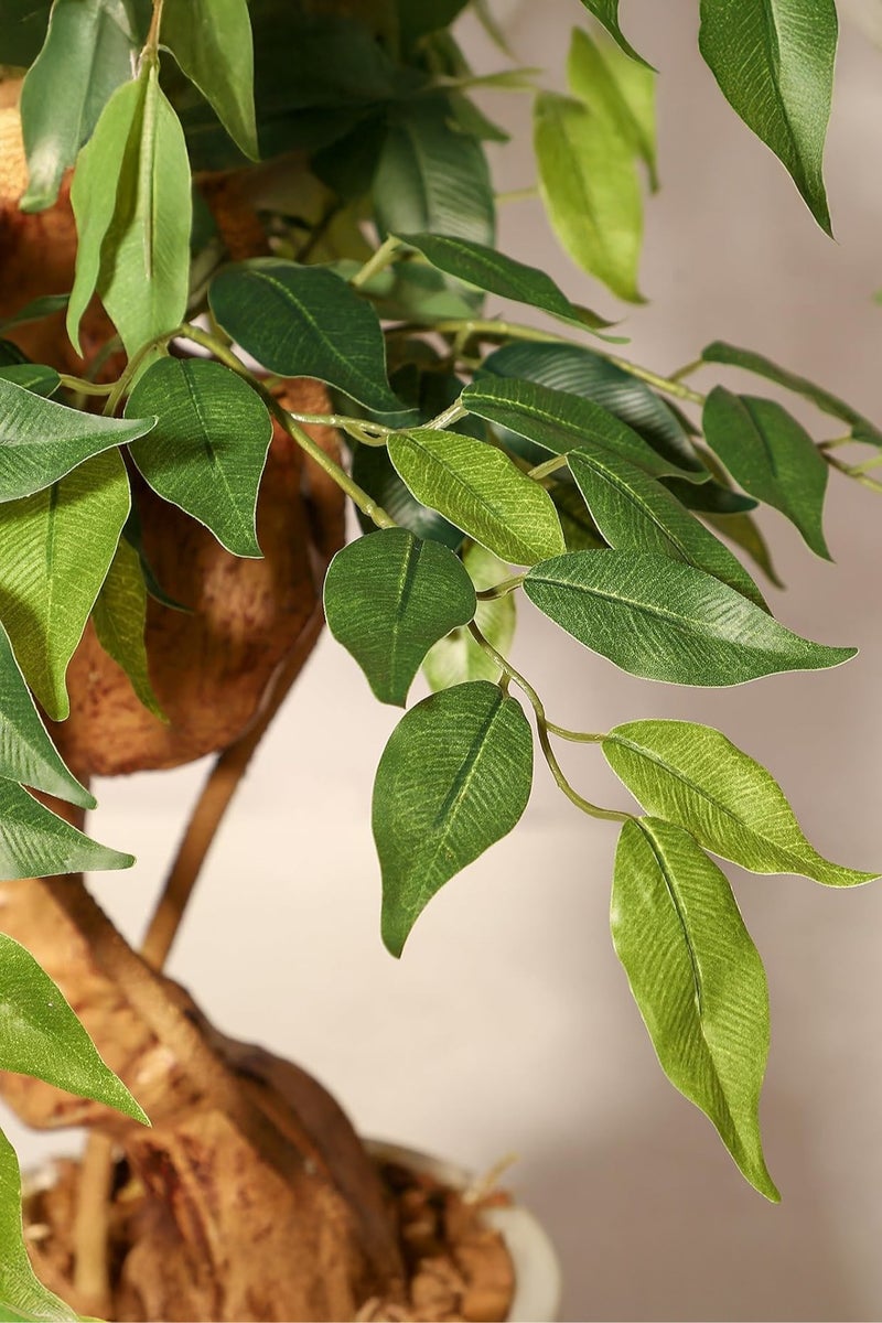 Zvezvia Ficus Artificial Tree with Curved Trunk, 120cm/150cm/180cm Faux Plant Fake Silk Trees with White Pot, Fake Ficus Tree for Home Decor, Artificial Plants Indoor for Indoor Office Living Room - Image 4