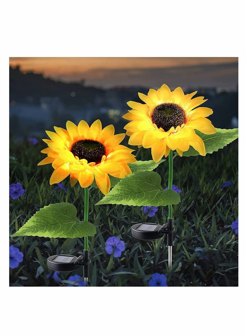 SYOSI Solar Powered Sunflower Lights, Outdoor Decorative Garden Stakes, Solar LED Flowers Pathway Decor Lights for Garden Patio Lawn Yard (2 Pack)  - Image 1