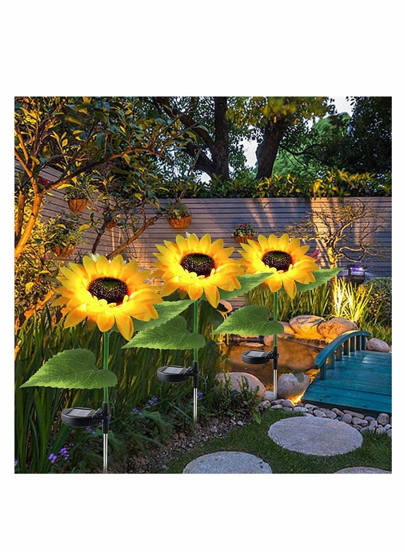 SYOSI Solar Powered Sunflower Lights, Outdoor Decorative Garden Stakes, Solar LED Flowers Pathway Decor Lights for Garden Patio Lawn Yard (2 Pack)  - Image 3