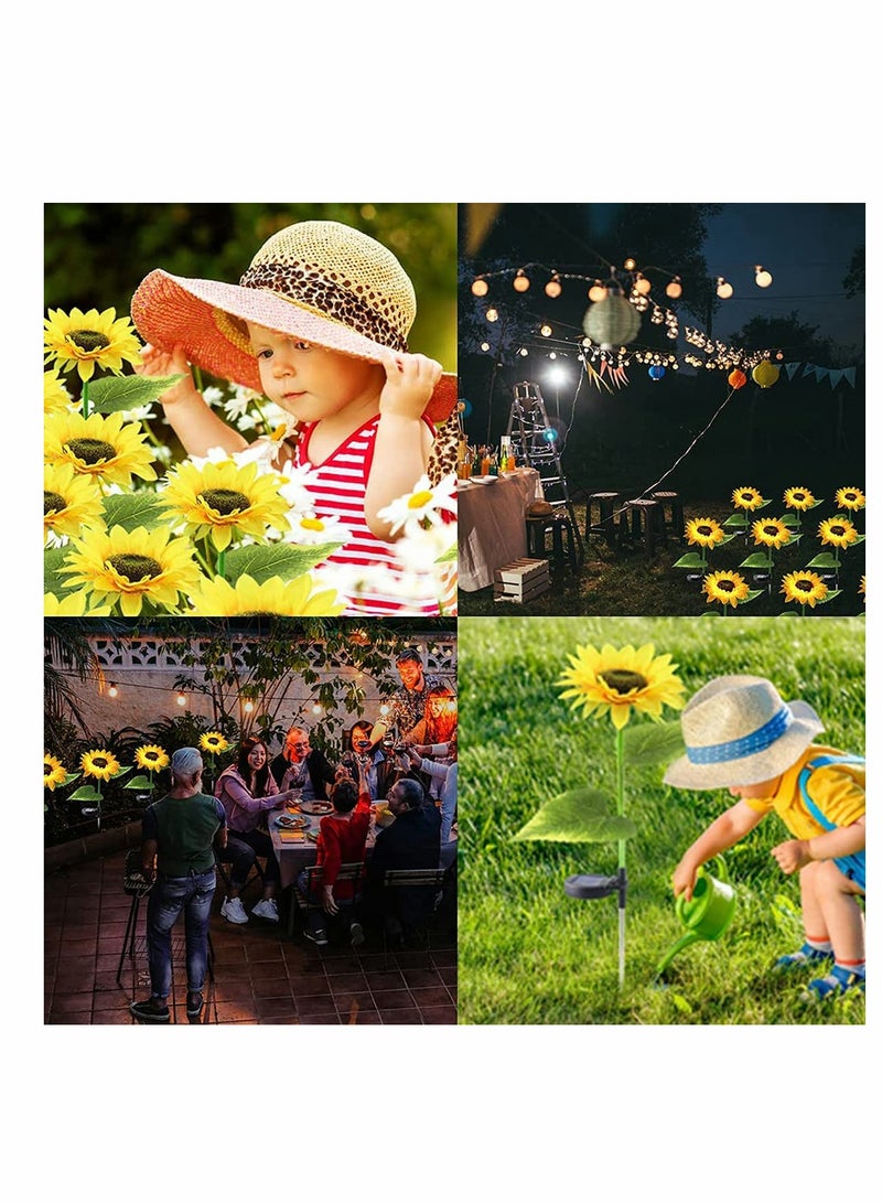 SYOSI Solar Powered Sunflower Lights, Outdoor Decorative Garden Stakes, Solar LED Flowers Pathway Decor Lights for Garden Patio Lawn Yard (2 Pack)  - Image 5