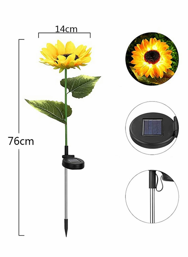 Solar Powered Sunflower Lights, Outdoor Decorative Garden Stakes, Solar LED Flowers Pathway Decor Lights for Garden Patio Lawn Yard (2 Pack)