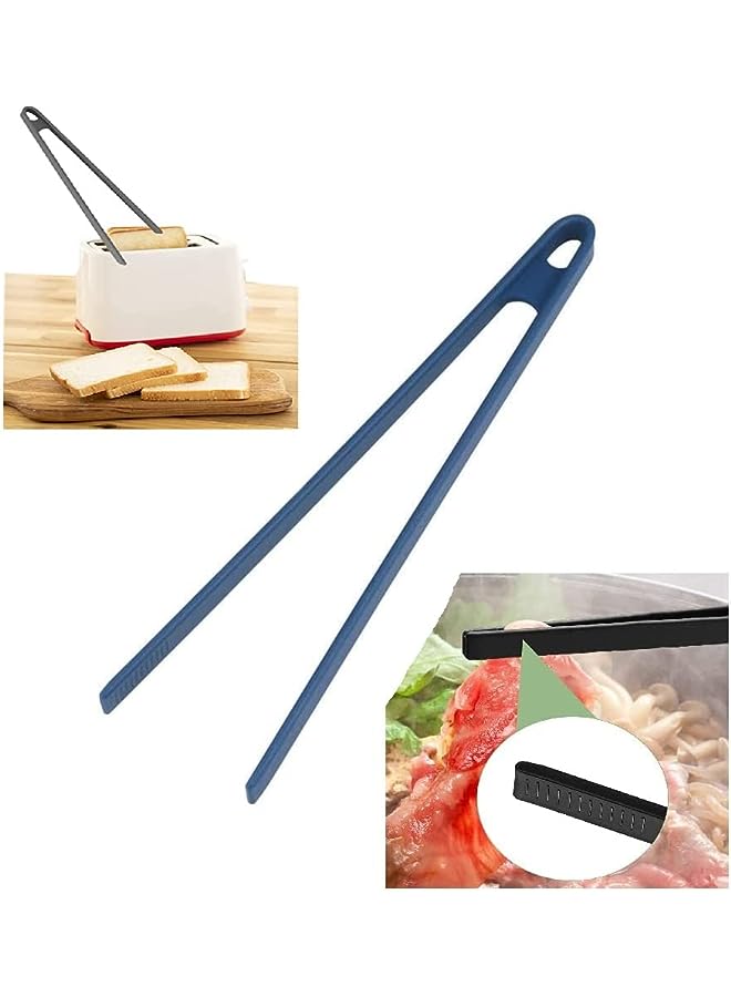 PROMASS Tongs Clip 11.8" Silicone Tongs,Anti-Hot Hand,Non-Stick Silicone Food Tongs Kitchen Tong Heat Resistant Bbq Tong For Tortillas And Toasters（Blue） - Image 1