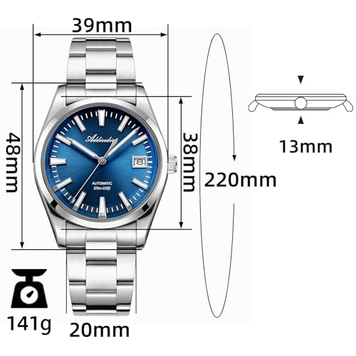 ADDIESDIVE Mens Luxury Automatic Watch NH35A Mechanical Movement 100 Meter Water Resistant Dark Blue Dial Fashion Watch - Image 2