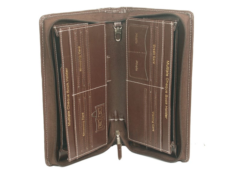 Sukeshcraft Multiple Cheque Book Holder – Combo of 2 (Same Colour) | Each Holds 8 Cheque Books | Premium Rexine Organizer with Locker Key Holder, | Size 6.25 × 10.80 × 1.80 inch – Coffee Brown - Image 5
