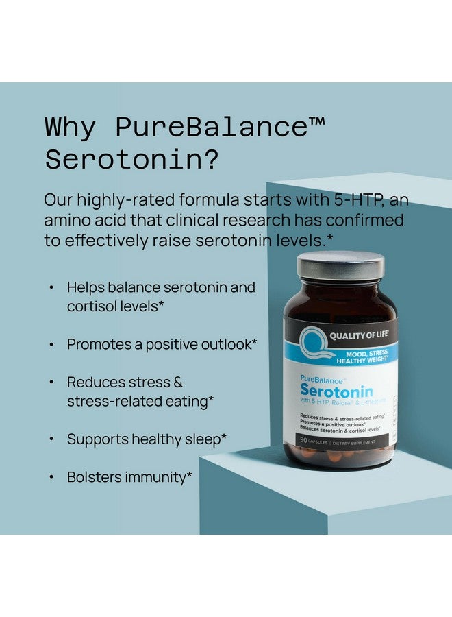 Quality of Life جودة الحياة توازن نقي سيروتونين بريميوم - يساعد في تعزيز مستويات السيروتونين والكورتيزول - يتضمن 5-HTP، فينيترون، سينسوريل، فيتامين D3 و L-ثيانين - 90 كبسولة - Image 3