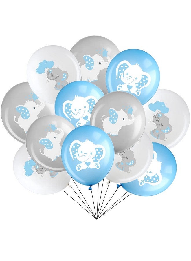 Aoriher 45 Pieces Elephant Balloon 12 Inch Baby Shower Elephant Balloon For Baby Boy Girl Gender Reveal Elephant Animal Themed Birthday Party Supplies Indoor Outdoor Decor(Blue, Gray, White) - Image 1