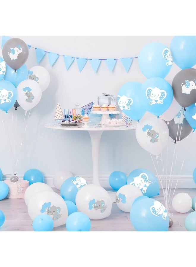 Aoriher 45 Pieces Elephant Balloon 12 Inch Baby Shower Elephant Balloon For Baby Boy Girl Gender Reveal Elephant Animal Themed Birthday Party Supplies Indoor Outdoor Decor(Blue, Gray, White) - Image 3