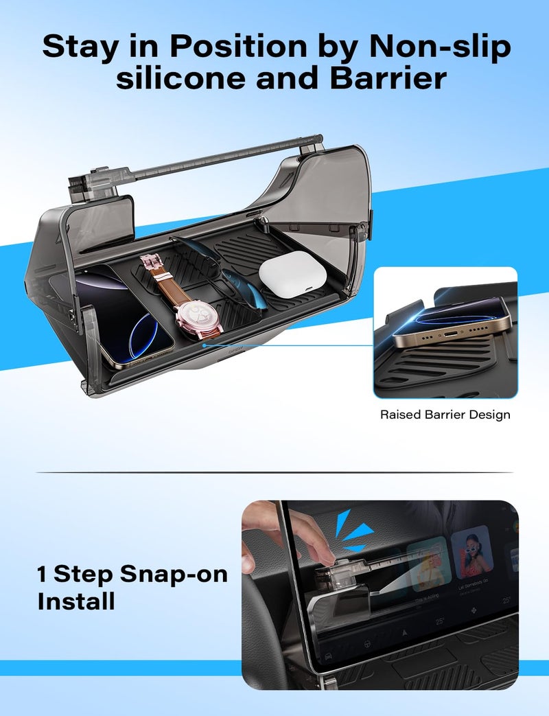 TAZENI Under Screen Storage Box Fit Model Y Juniper Model 3 Highland, Hiddenable Privacy Storage for Model Y 3 Accessories, Center Console Organizer for Model Y 2019~2026 & Model 3 2016-2026 - Image 5